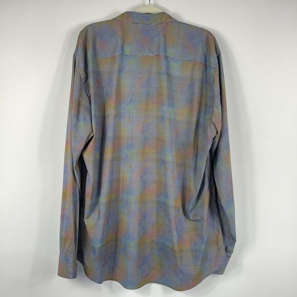 BUGATCHI Men's Shaped Fit Geometric Iris Rainbow Print Long Sleeve Shirt 2XL - Picture 2 of 8